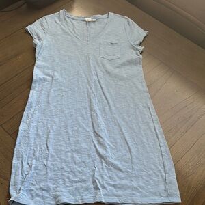 Light Blue V-Neck T-Shirt Dress